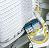 Figure 2. Here, a well-designed ODF tray is shown populated with staggered LC connectors and jumpers